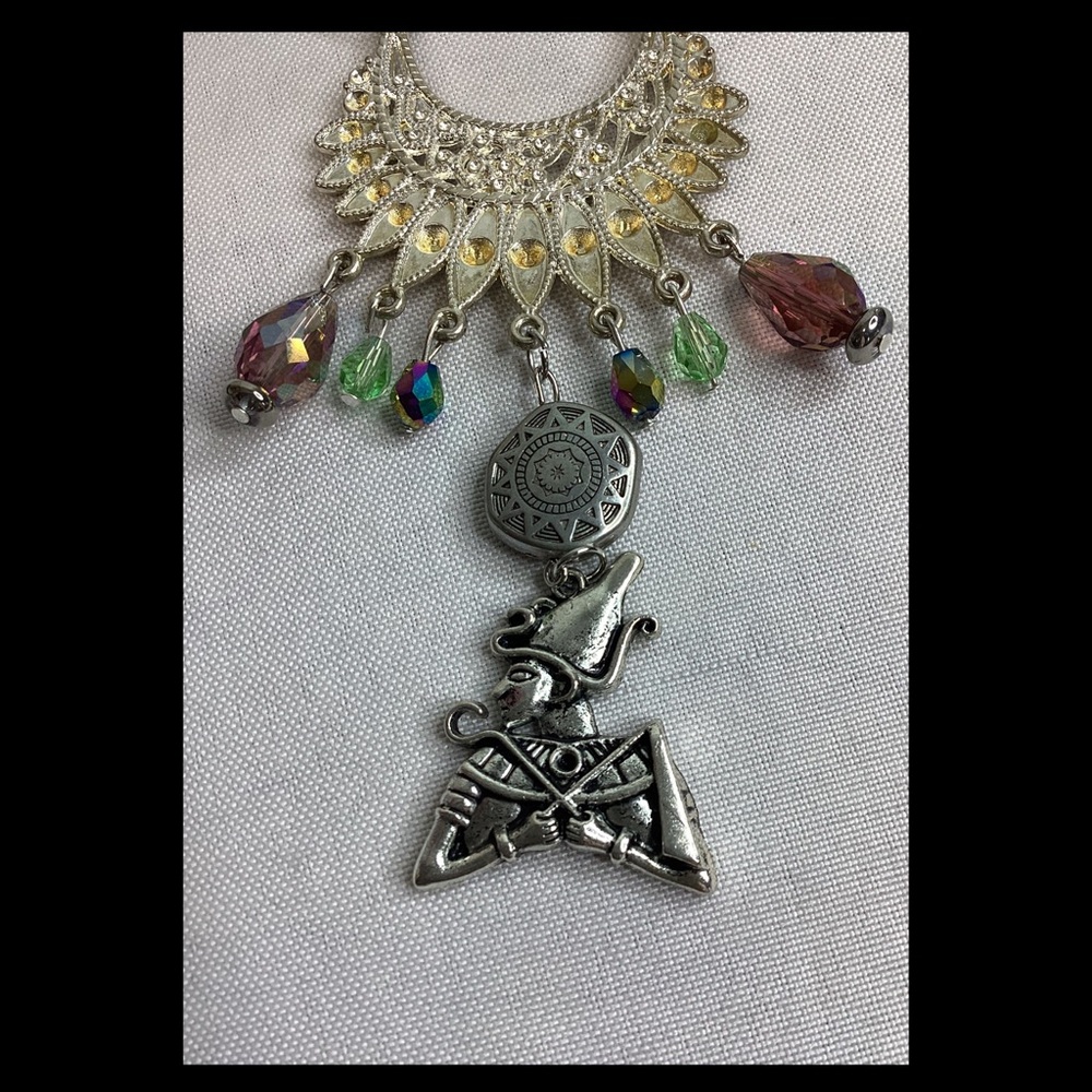 Silver and Multicolor Pendant Necklace